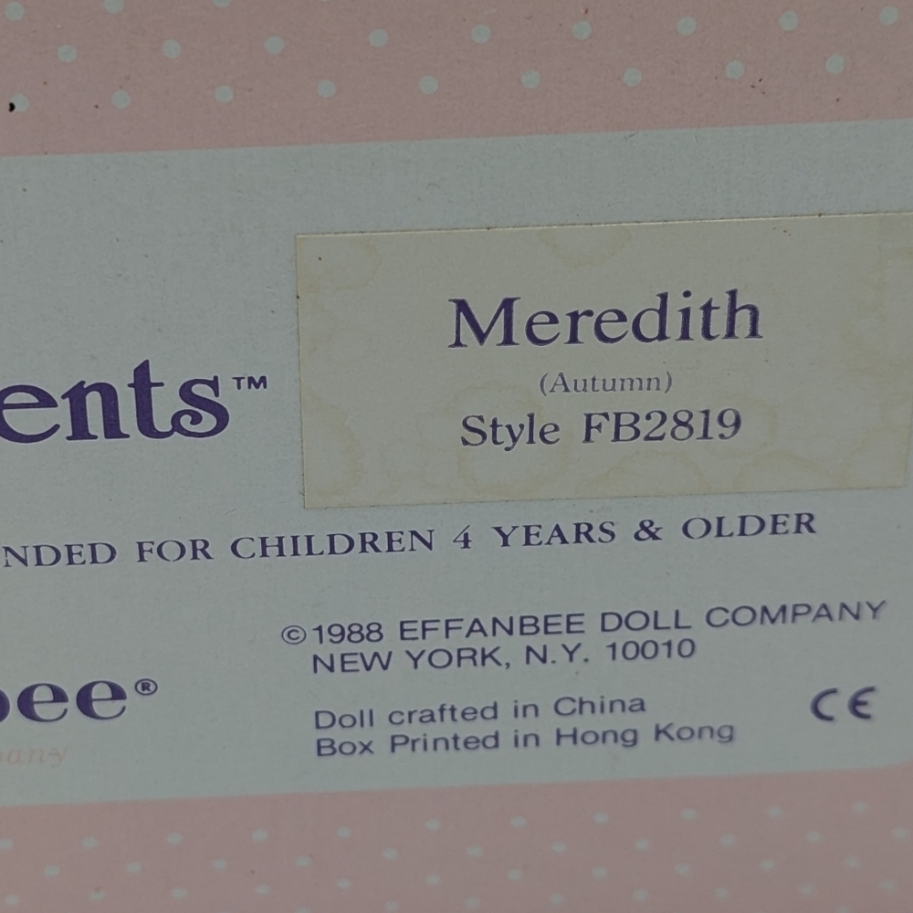 Vintage Effanbee Li'l Innocents Meredith Doll FB2819 Collectible 1988 New - Picture 6 of 6